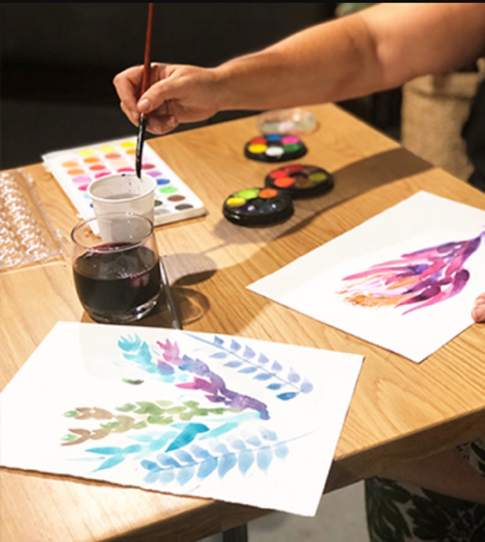 Paint and Sip Class: Watercolour and Wine Logo and Images