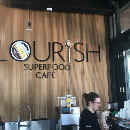 Flourish Superfood Cafe Logo and Images